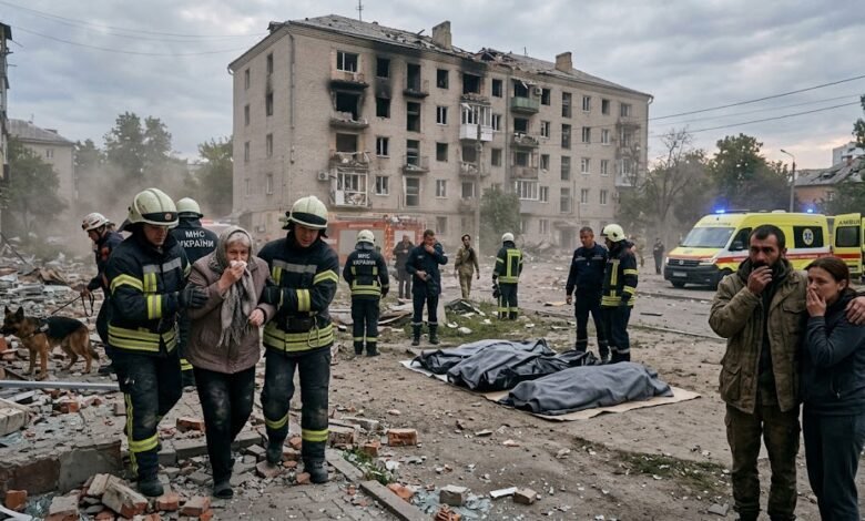 Un ataque ruso con misiles dejó 10 muertos y 17 heridos en Járkov, Ucrania. El impacto golpeó una zona con viviendas, comercios y una cafetería.