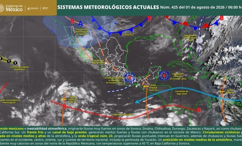 Conoce clima en México hoy 1 de agosto de 2026: lluvias intensas en Guerrero, ola de calor en el norte y avisos oficiales del SMN hoy sábado