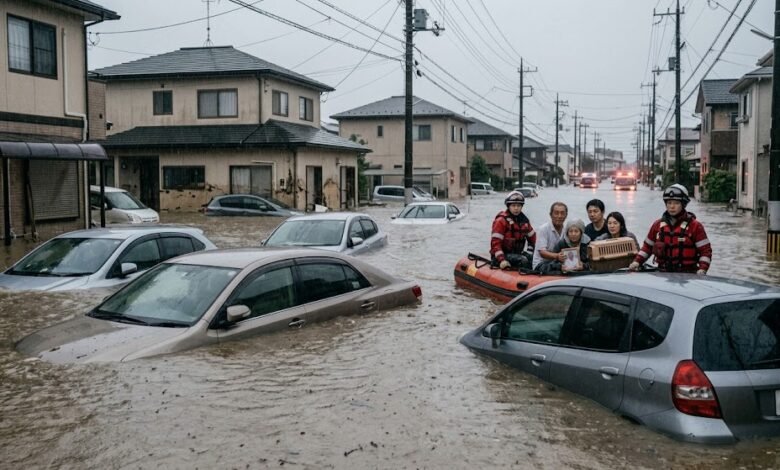 Lluvias extremas en Japón dejan al menos seis muertos, inundaciones y daños al transporte, mientras las autoridades mantienen la emergencia.