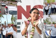 El Frente Amplio de Transportistas movilizó 2,000 unidades en Acapulco en respaldo a Esthela Damián y anunció solicitud de Récord Guinness.
