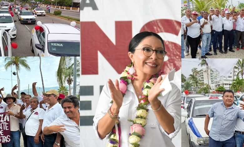 El Frente Amplio de Transportistas movilizó 2,000 unidades en Acapulco en respaldo a Esthela Damián y anunció solicitud de Récord Guinness.